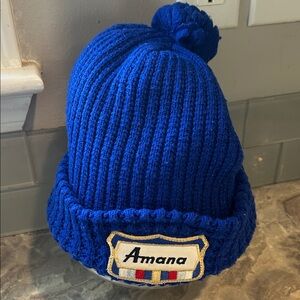 Amana Vintage RARE Vibrant Blue Pom-Pom Hat